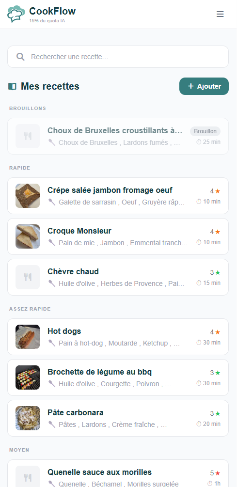 Carnet de recettes CookFlow