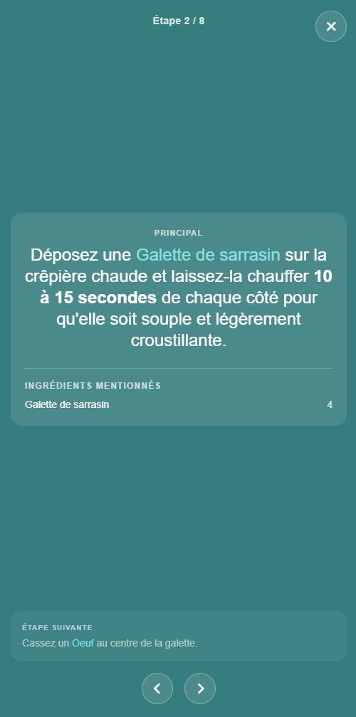 Mode cuisine guidé CookFlow