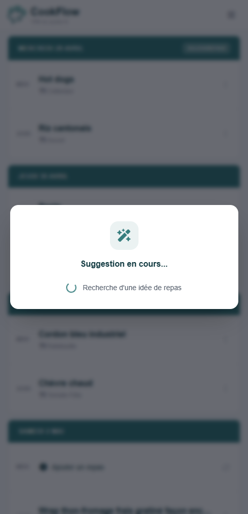 Suggestions de repas personnalisées CookFlow